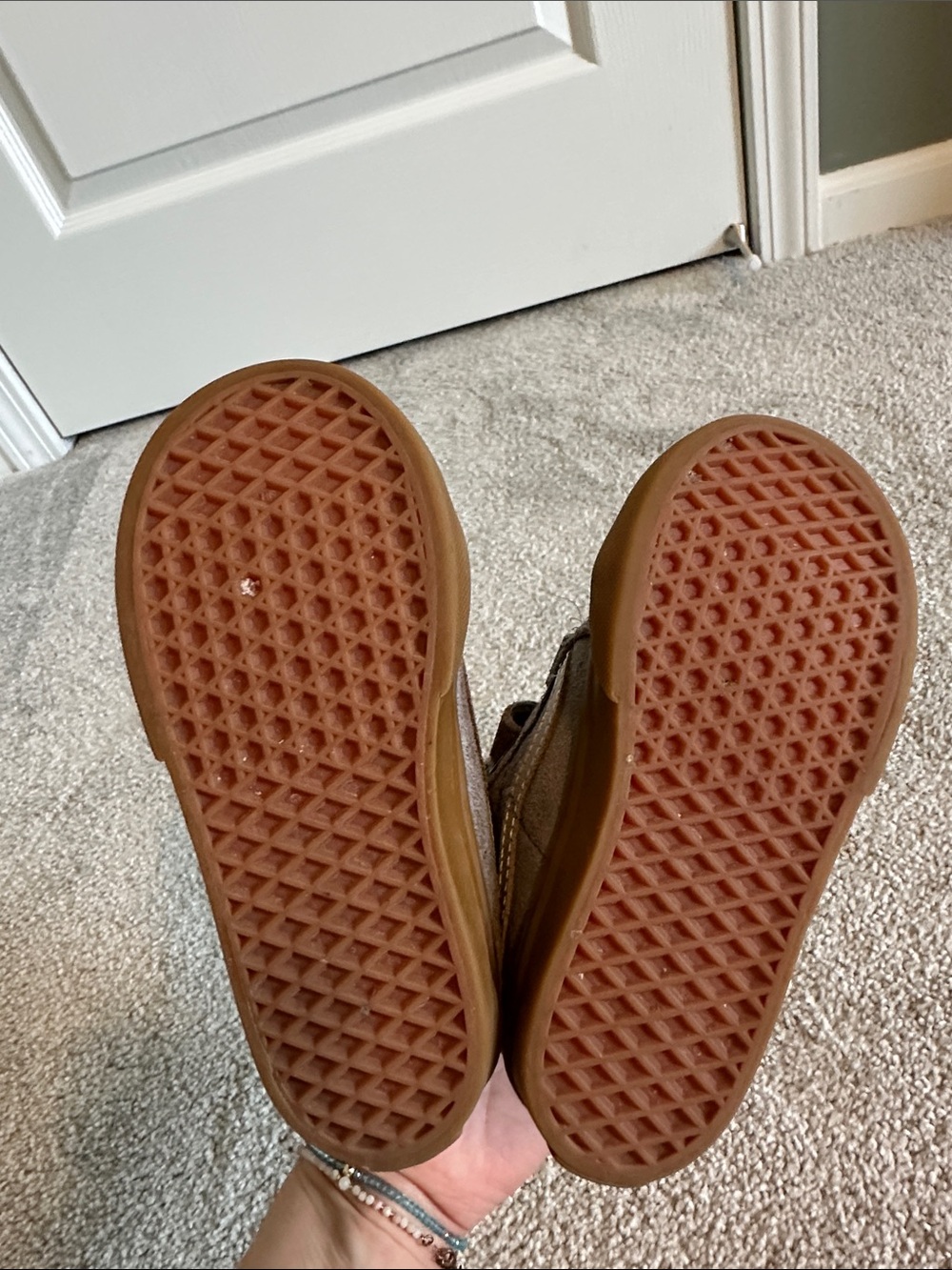 Vans Kids Taupe Suede Velcro Sneakers - Picture 6 of 8